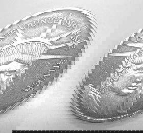 1 oz. Silver Coin, Statue of Liberty Head: 1 oz. Silver Coin, Statue of Liberty Head .999 fine silver, the reverse with displayed eagle, inscribed, Give me your tired and poor, ..... Statue of Liberty verse.