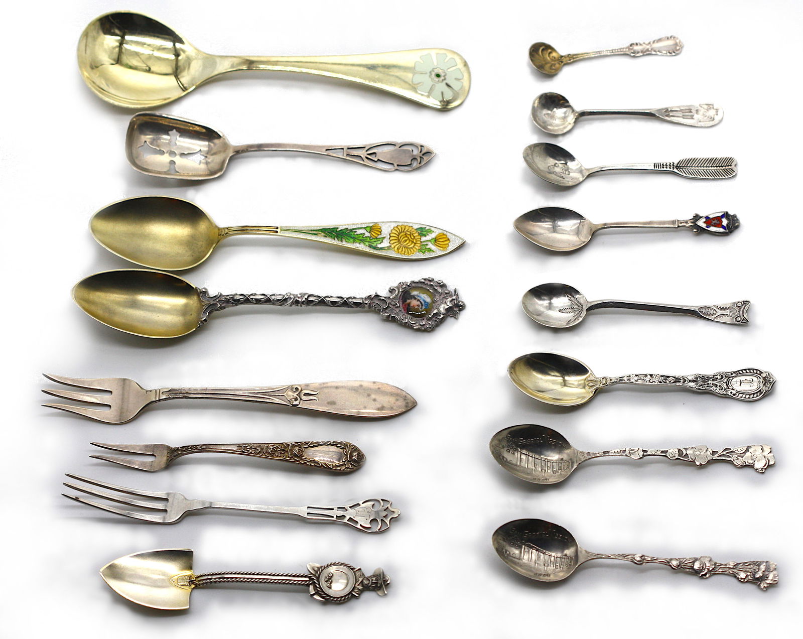 Sixteen Varied Salt, Novelty Spoons and Cocktail Forks (1 of 10)