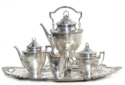 Ball Black & Co. Sterling Four-Piece Tea Service, w/a Gorham EPNS Tray