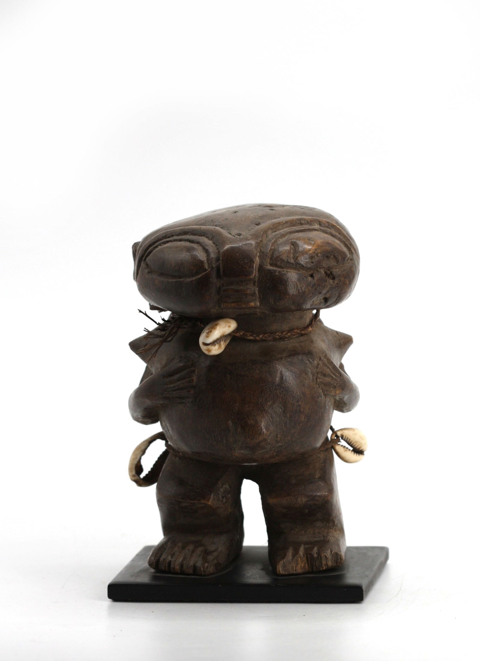 Pygmy Wood and Cowrie Shell Fertility Figure: Pygmy Wood and Cowrie Shell Fertility Figure Height 5.25 in., Width 3.75 in., Depth 4 in.