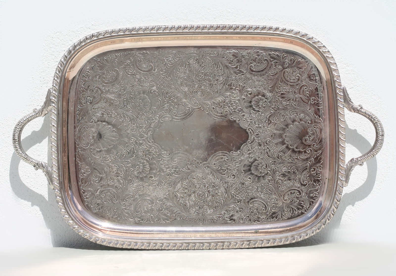 Small Silver Plate Rectangular Tray - 7