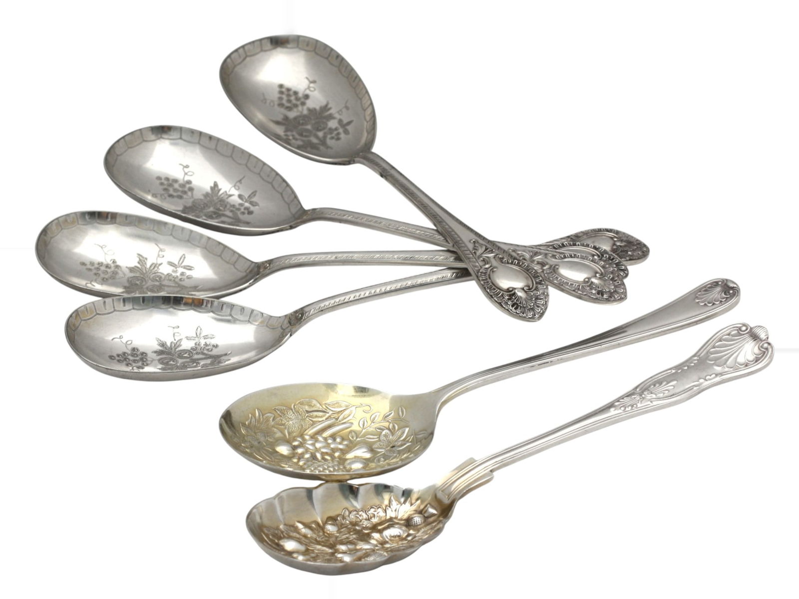 Six Victorian Silver Plate Serving Spoons (1 of 13)