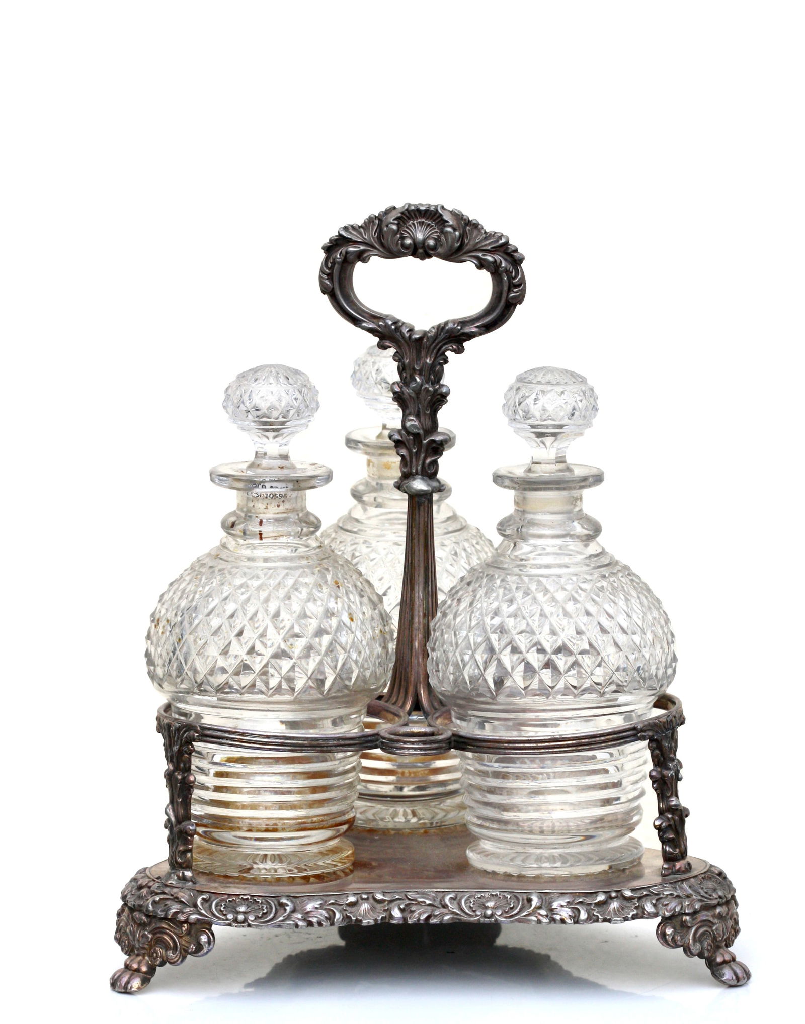 Victorian Silver Plated and Cut-Glass Decanter Set (1 of 6)