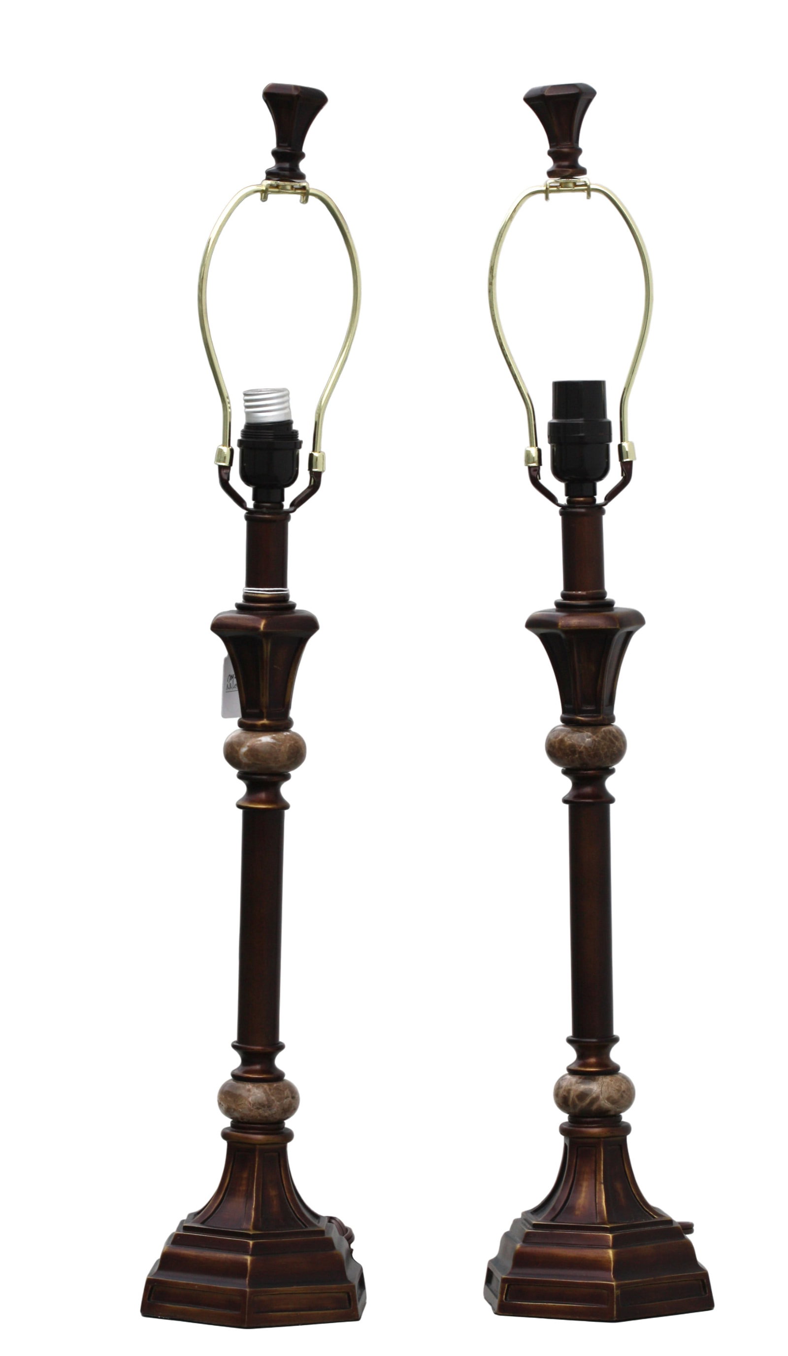Pair of Painted Composition Candlestick Lamps (1 of 5)