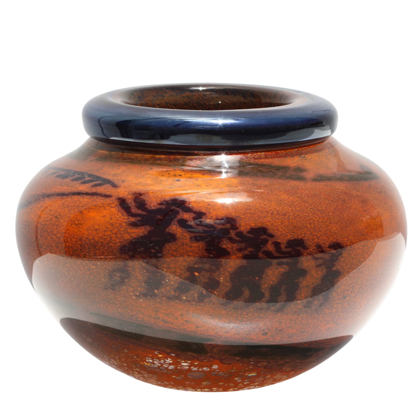 Good Kosta Boda Glass Bowl, Kjell Engman, Swedish: Good Kosta Boda Glass Bowl, Kjell Engman, Swedish Etched signature on the underside. The tapering spherical vessel with a rounded lip, with internally decorated stylized figures in a dark blueish-blac
