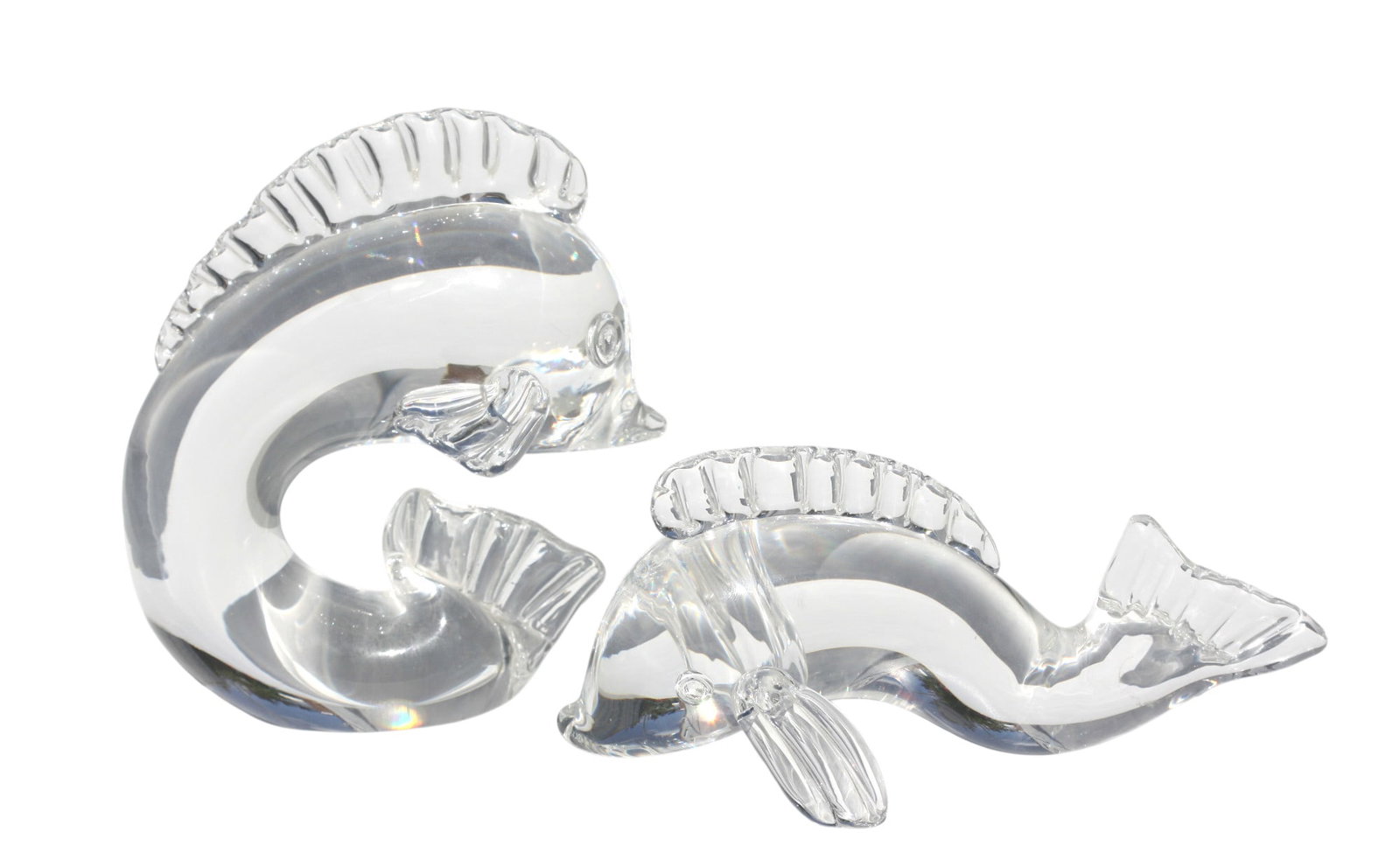 Two Contemporary Steuben Colorless Glass Fish (1 of 5)