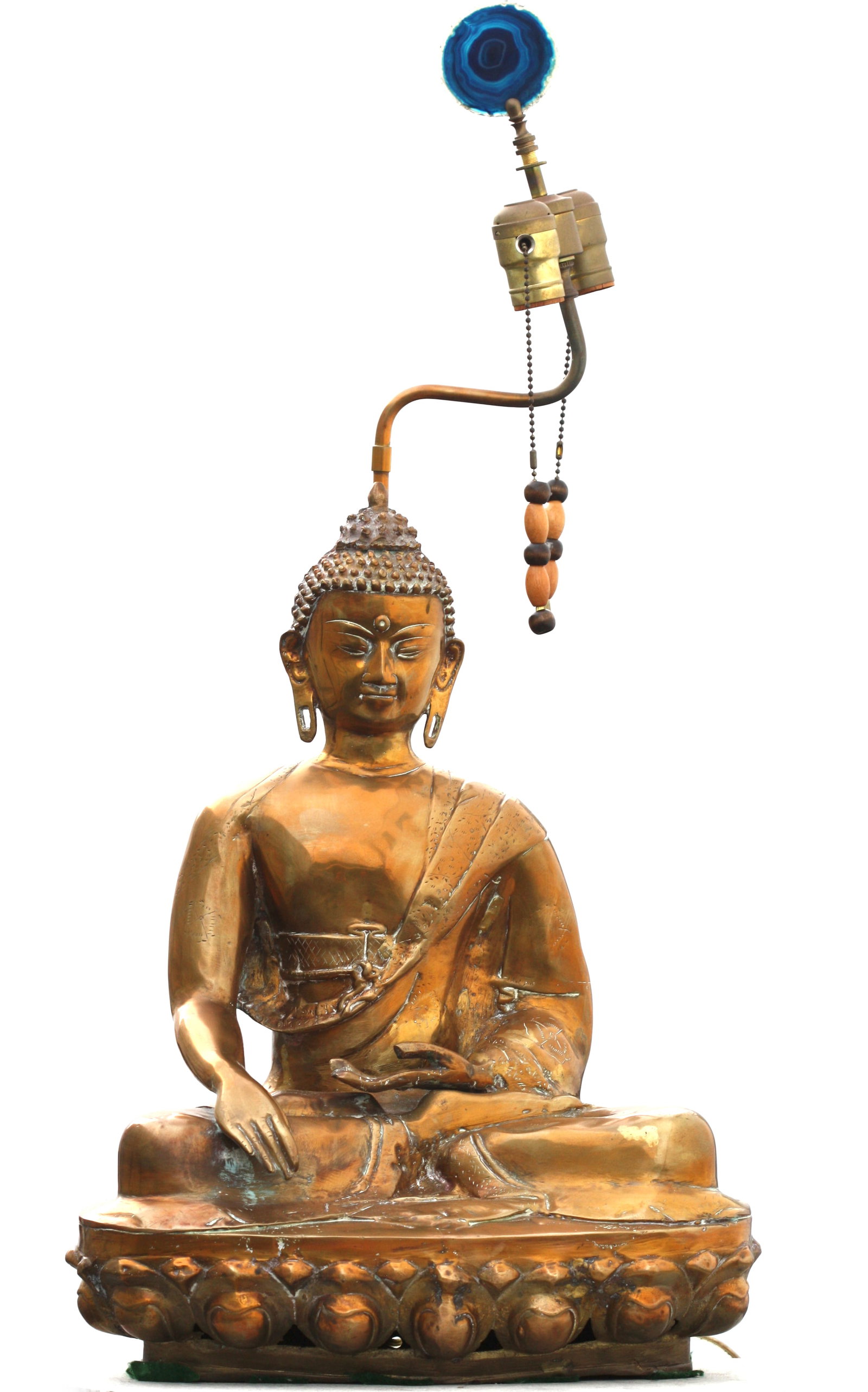 Contemporary Asian Gilt Brass Buddha, Mtd. as a Lamp (1 of 6)