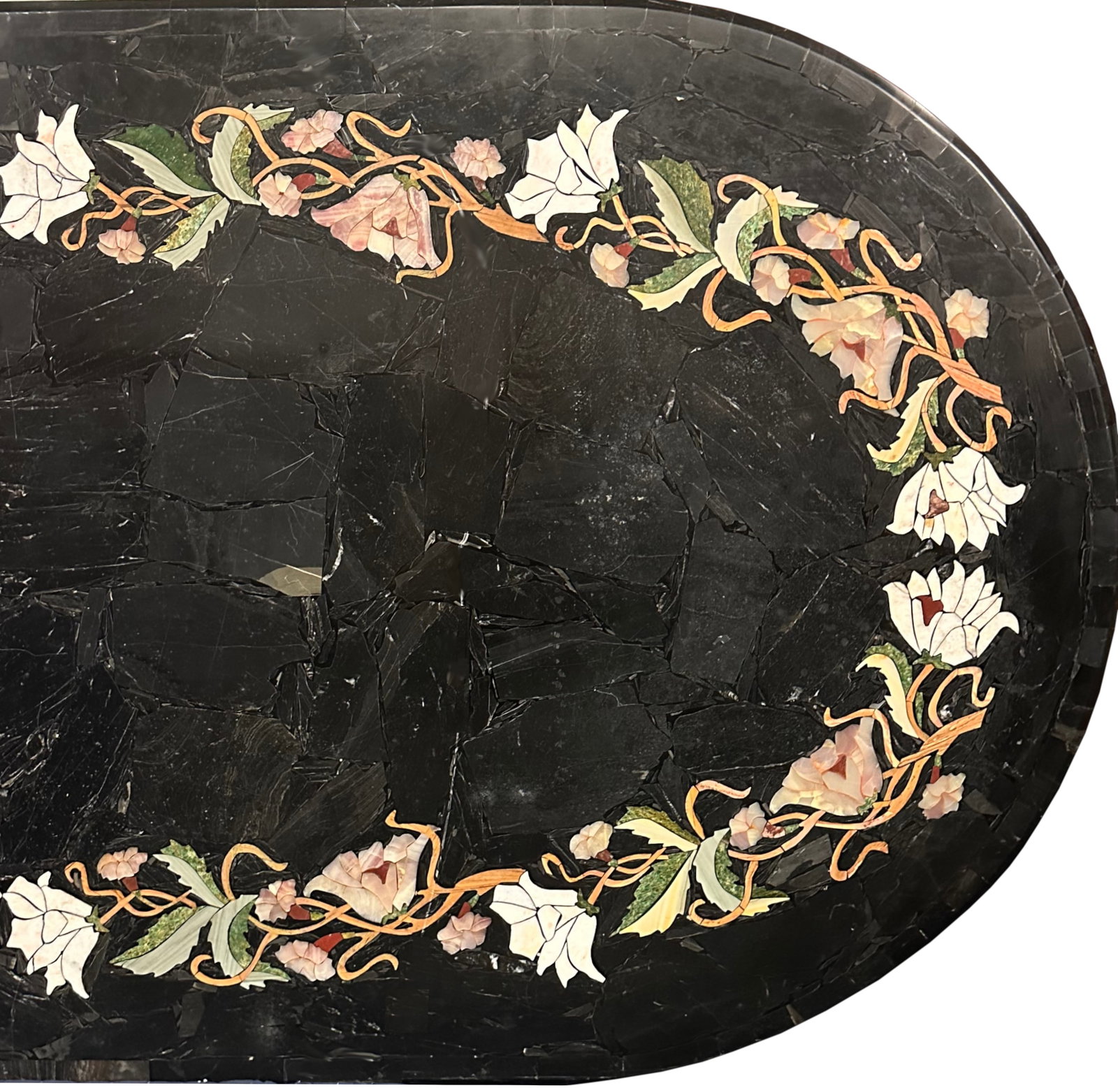 Large Inlaid Oval Composition Table Top - 5