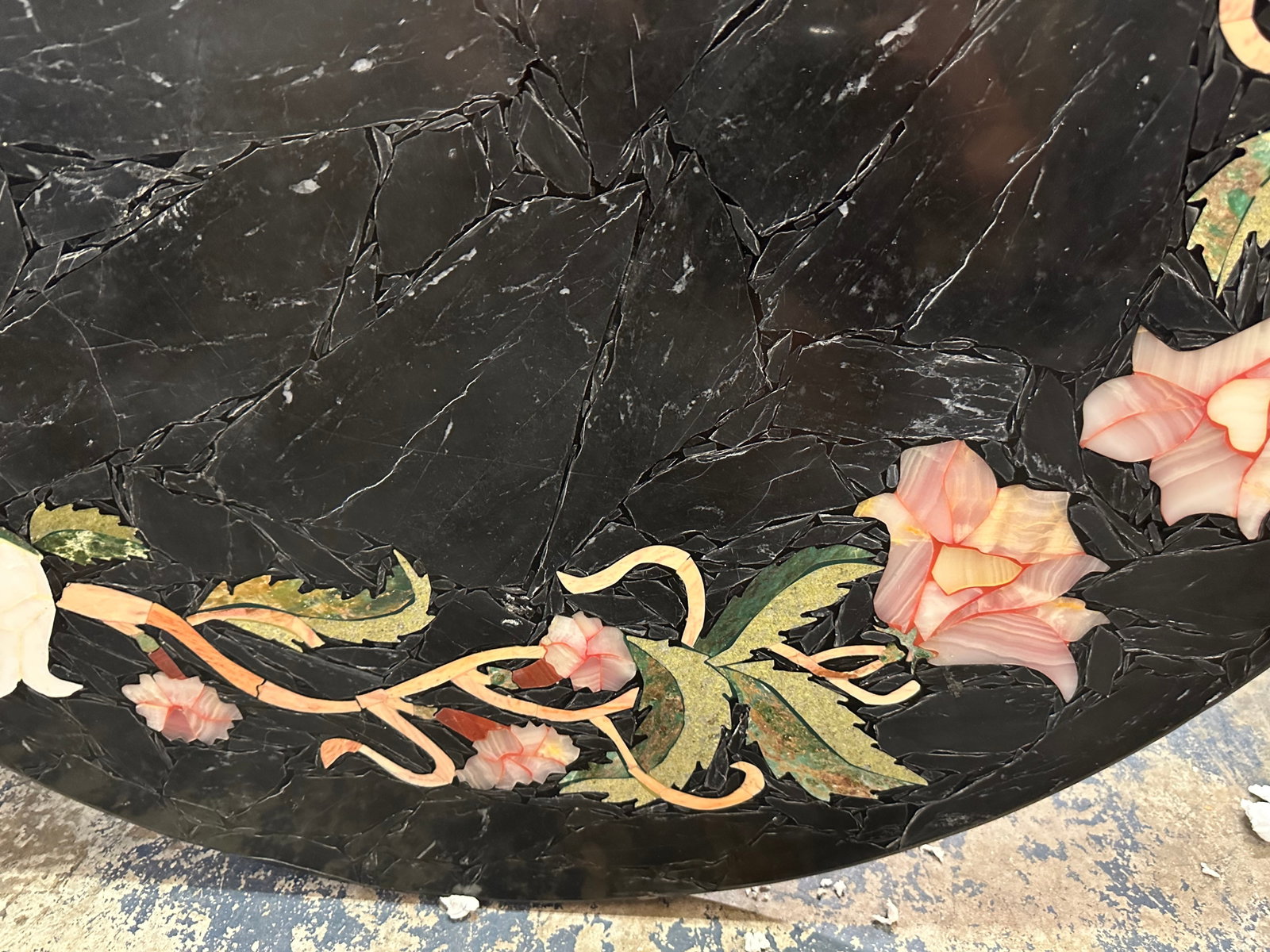 Large Inlaid Oval Composition Table Top - 6
