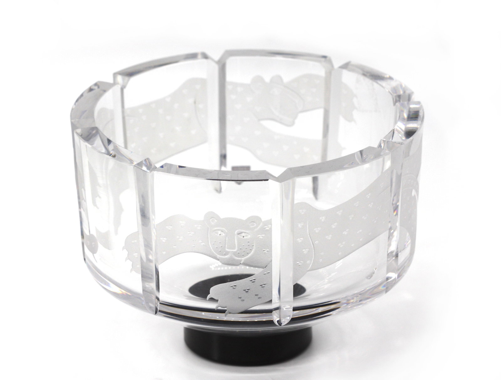 Orrefors Circular Etched Glass 'Cat' Bowl (1 of 9)