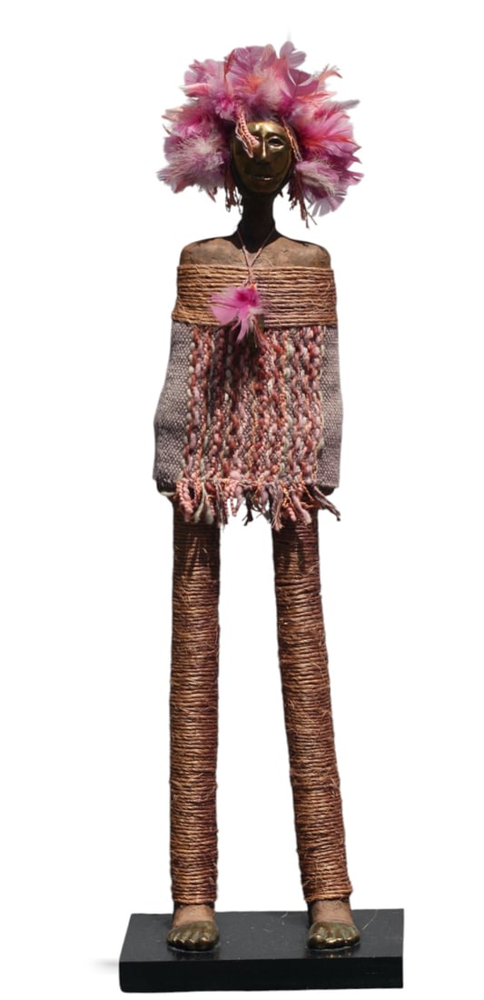 Naida Seibel, (American, 20th/21st Century) Sculpture: Naida Seibel, (American, 20th/21st Century) Sculpture Untitled (Female Figure), ceramic and mixed media, appears unsigned. Height 43 in., Width 13 in., Depth 9 in.