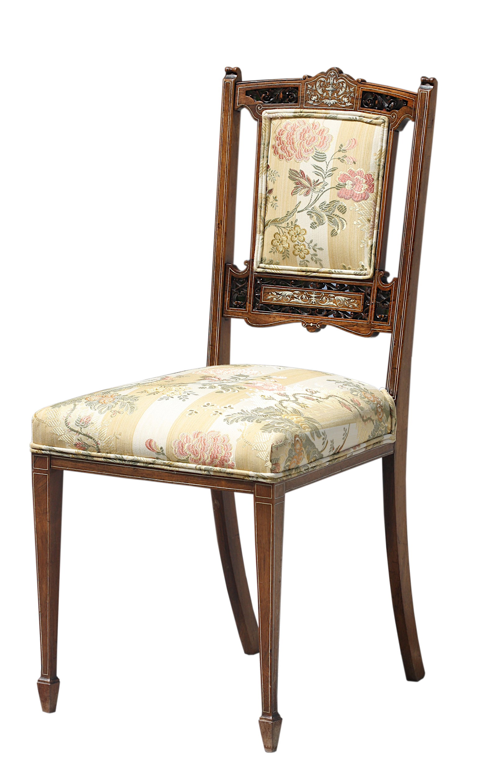 Italian Bone and Ebony Inlaid Rosewood Side Chair (1 of 12)