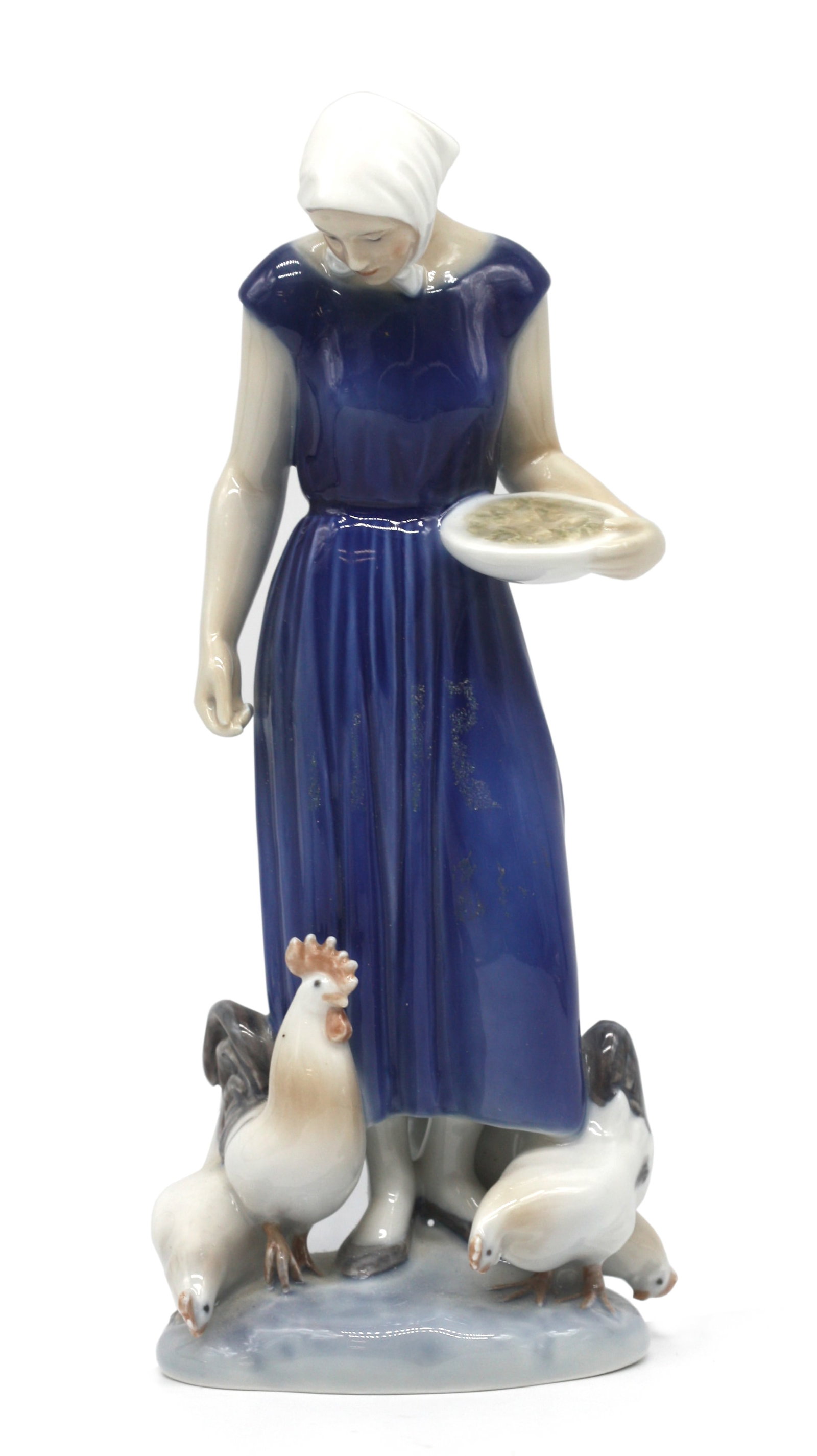 Royal Copenhagen Porcelain Figure of a Farm Girl Feeding Hens (1 of 8)