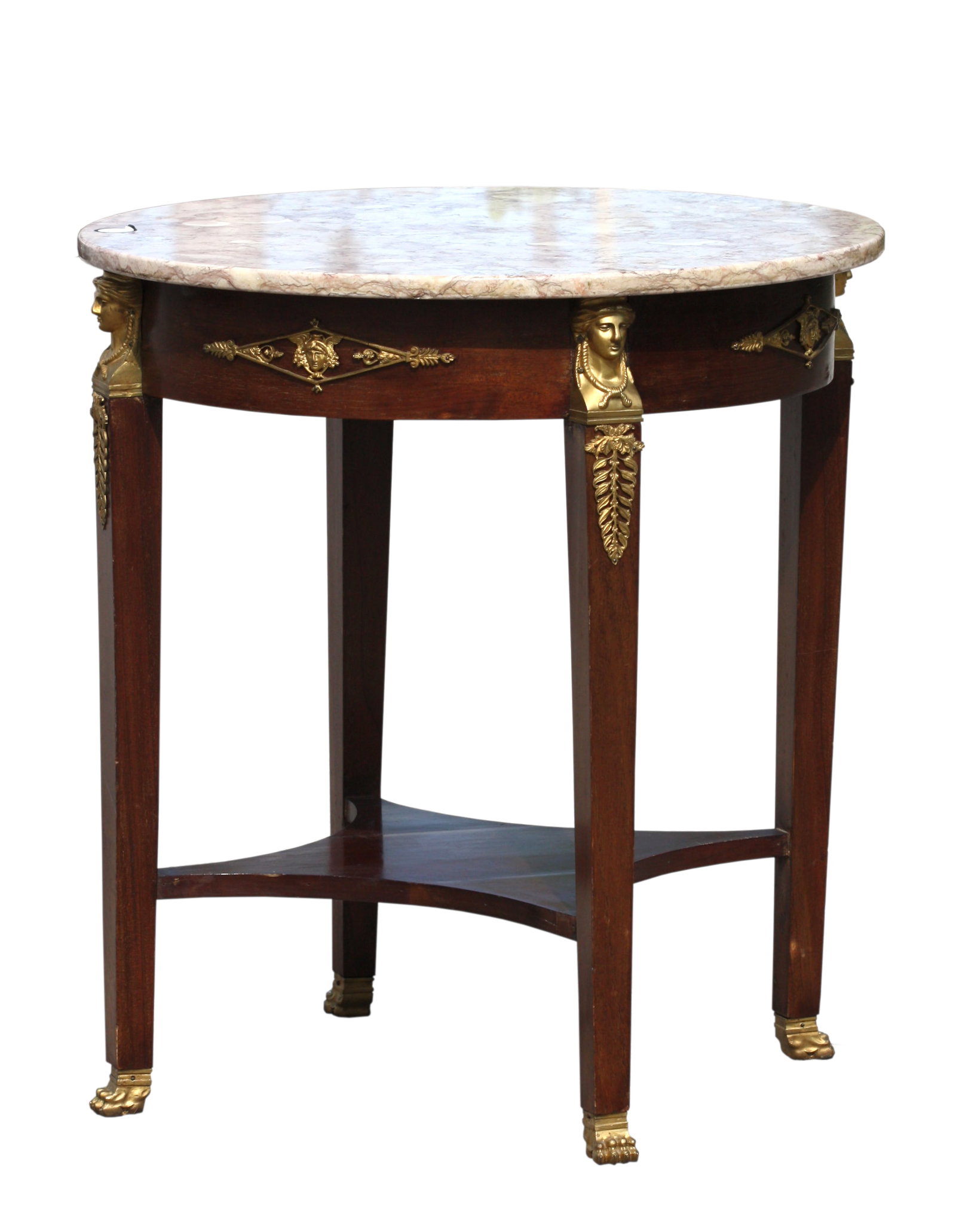 Empire Style Marble top Mahogany Circular Table (1 of 4)