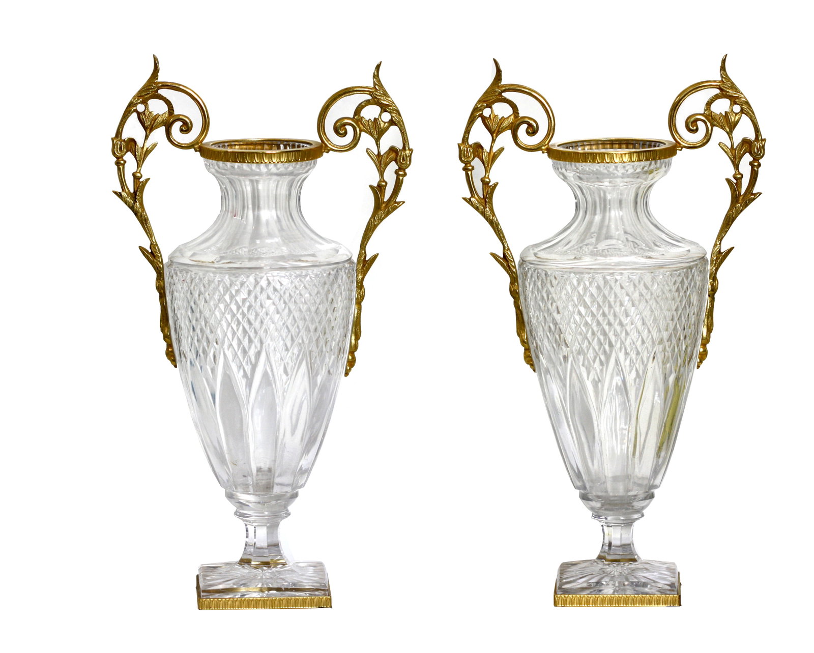 Pair of Empire Style Gilt-Bronze Mounted Cut Glass Urns (1 of 5)
