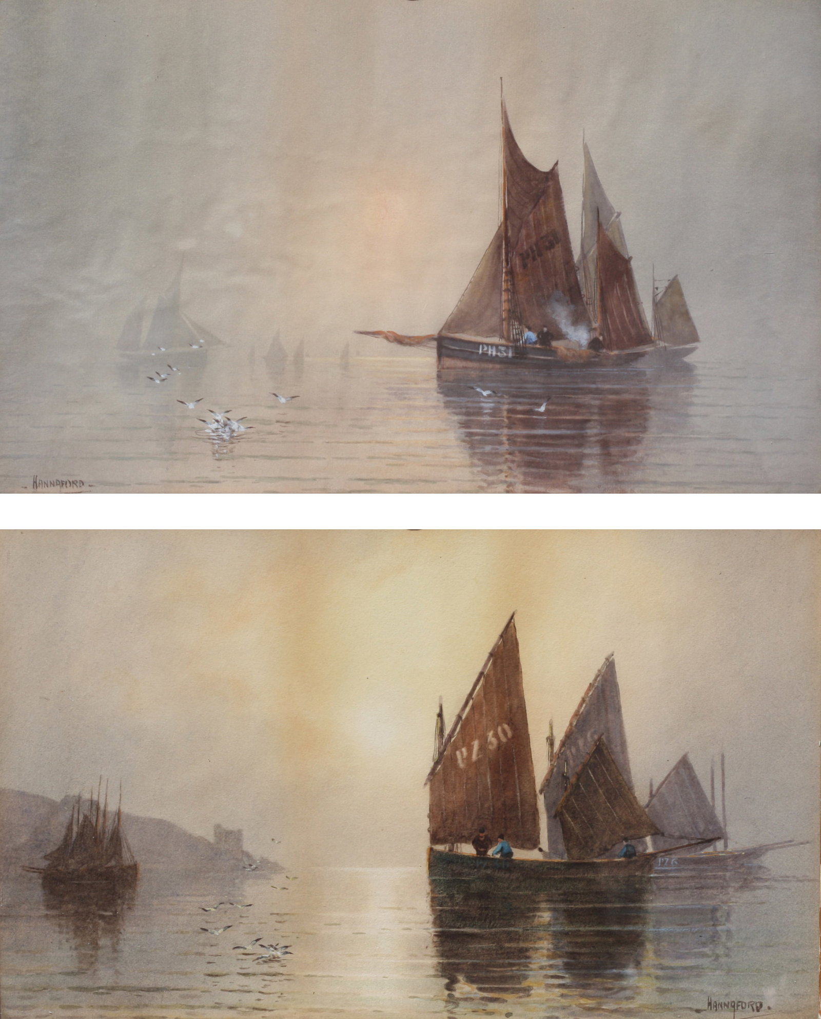 Charles E. Hannaford, (British, 1863-1955), Watercolors (1 of 5)