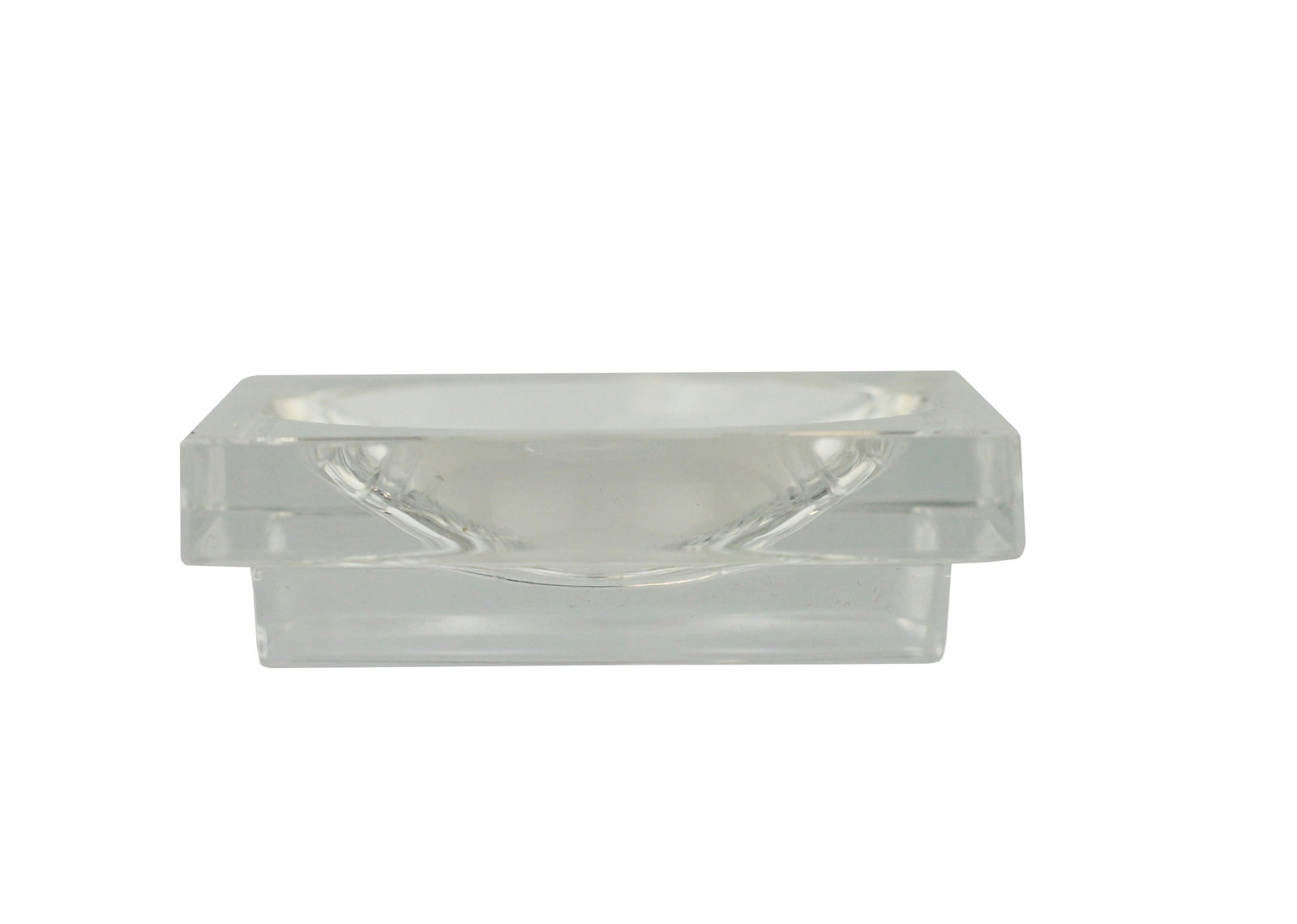 Set of Twelve Baccarat Colorless Glass Salts: Set of Twelve Baccarat Colorless Glass Salts. Each with a Baccarat monogram, some with a paper label. Square with circular recesses,in a box.. 2.5 by 2.5 in.