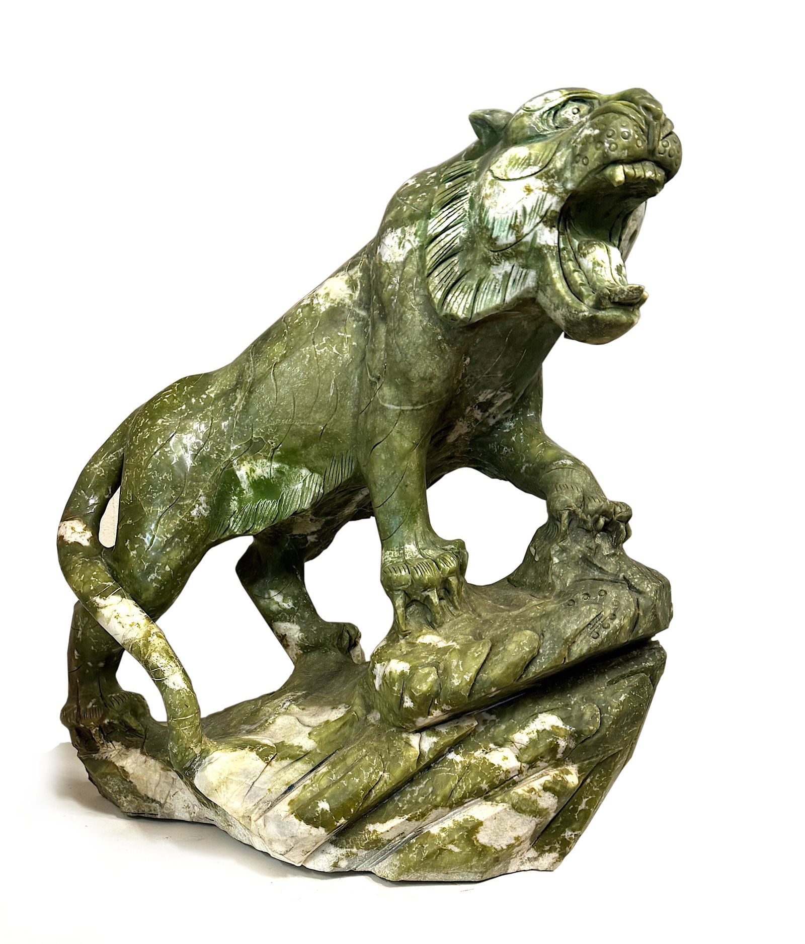 Large Asian Large Green and White Stone Tiger (1 of 3)