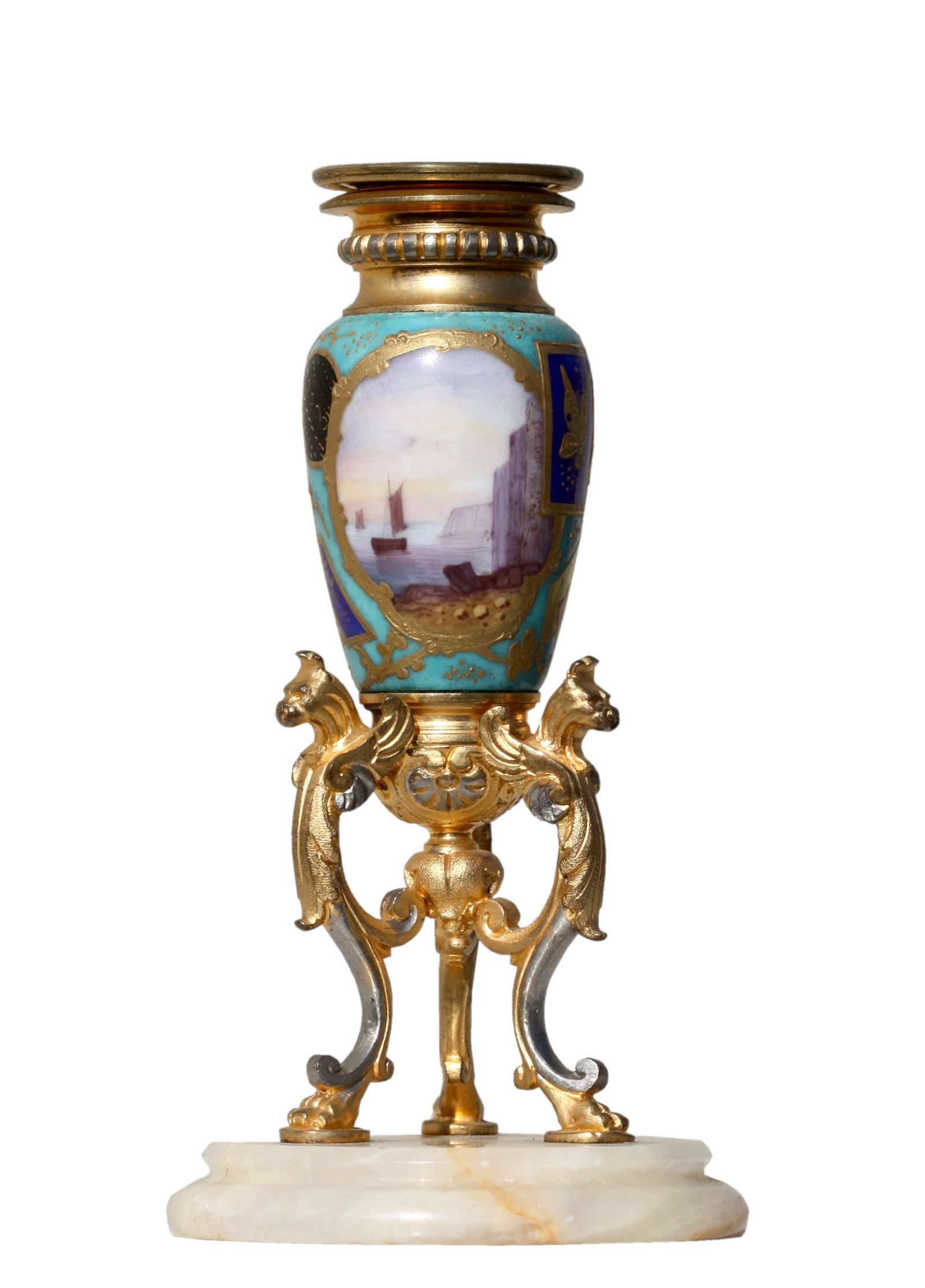 French Gilt-Bronze and Sevrès Style Porcelain-Mounted Candle Stick (1 of 7)