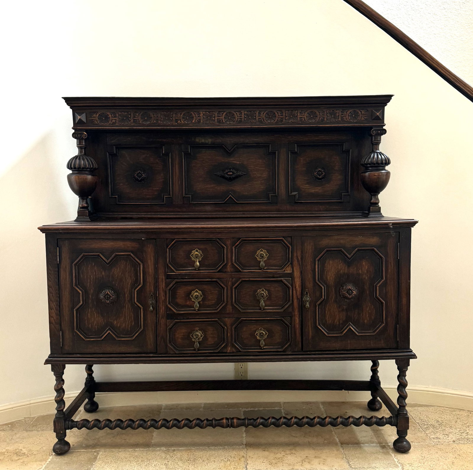 Jacobean Style Oak Side Cabinet (1 of 8)
