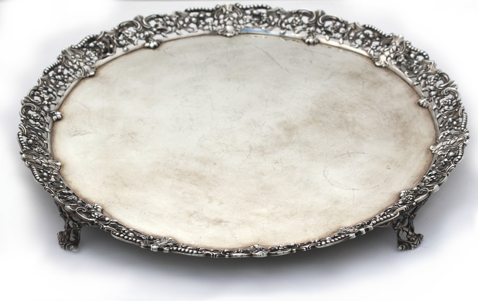 George III Silver Footed Serving Tray - 5