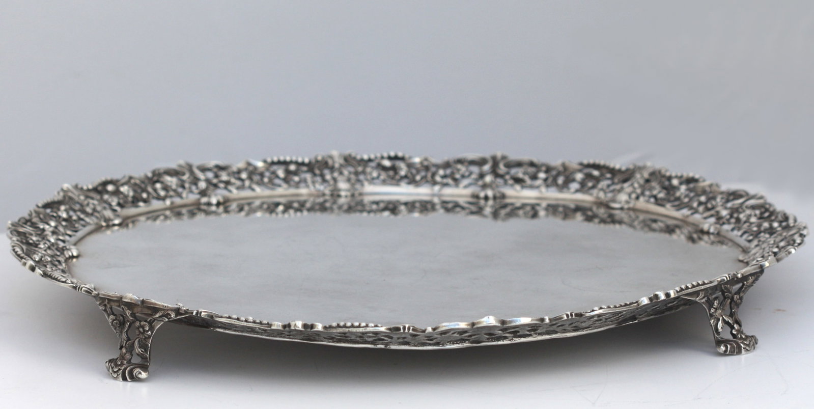 George III Silver Footed Serving Tray - 9