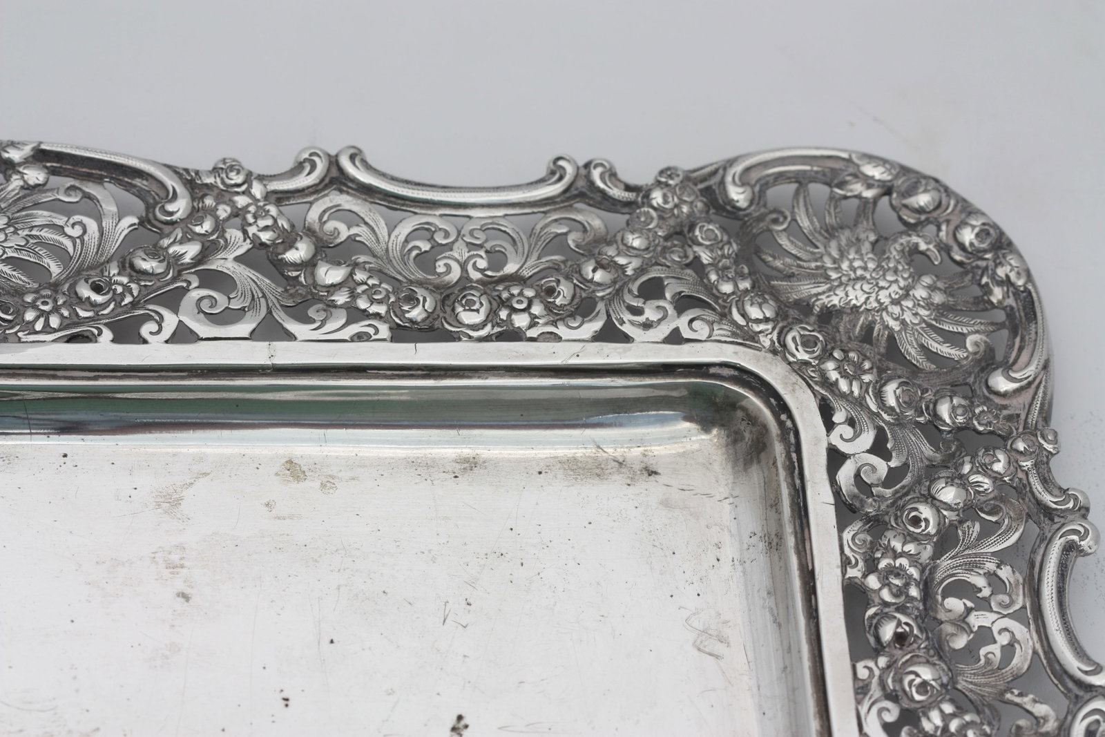 Impressive & Large Continental Rectangular Silver Tray - 7