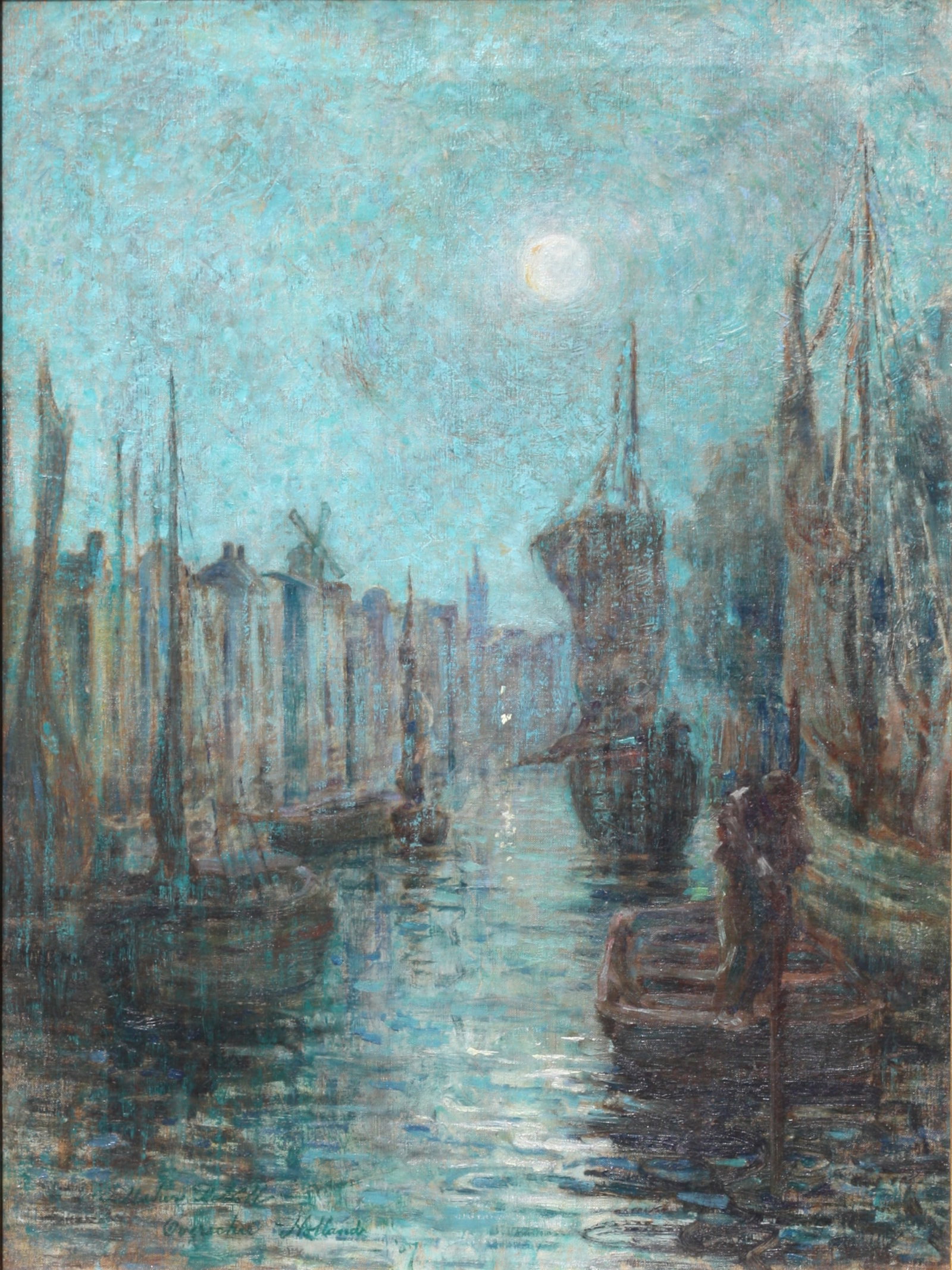 Frederick Usher De Voll, (American, 1873-1941), Painting: Frederick Usher De Voll, (American, 1873-1941) Overschie Holland, 1907, oil on canvas, signed, titled, dated lower left 24 by 18 in., overall, in a giltwood frame, 34 by 28 in. Provenance: Private Col
