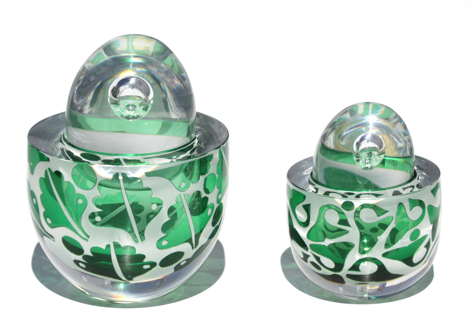 Two Swedish Acid Etched Studio Glass Covered Jars (1 of 8)