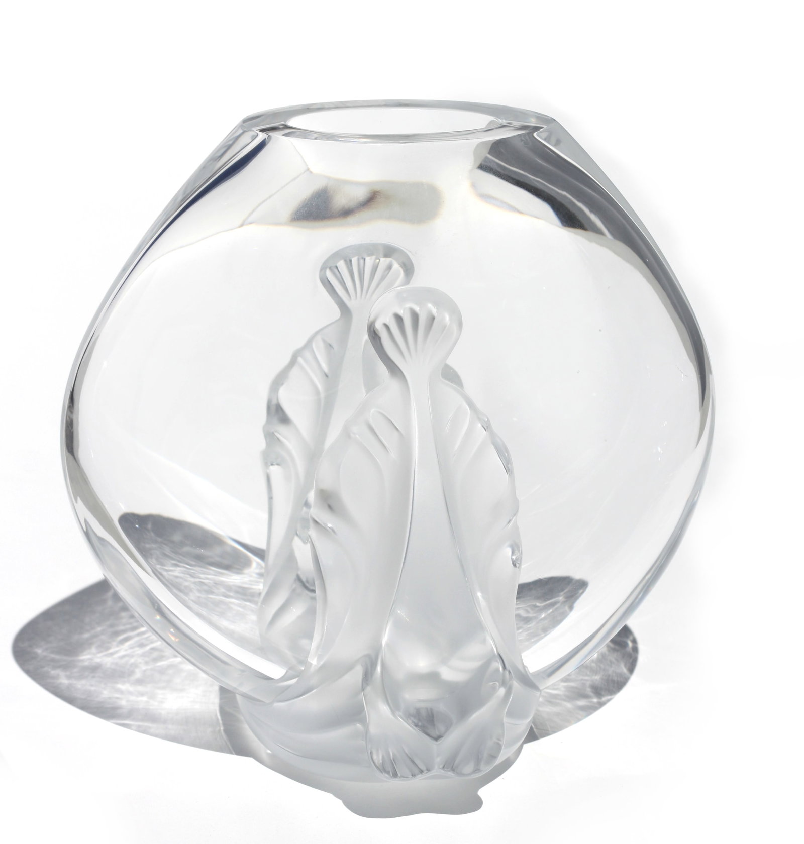 Lalique France, Calyx Part Frosted Colorless Glass Vase (1 of 7)