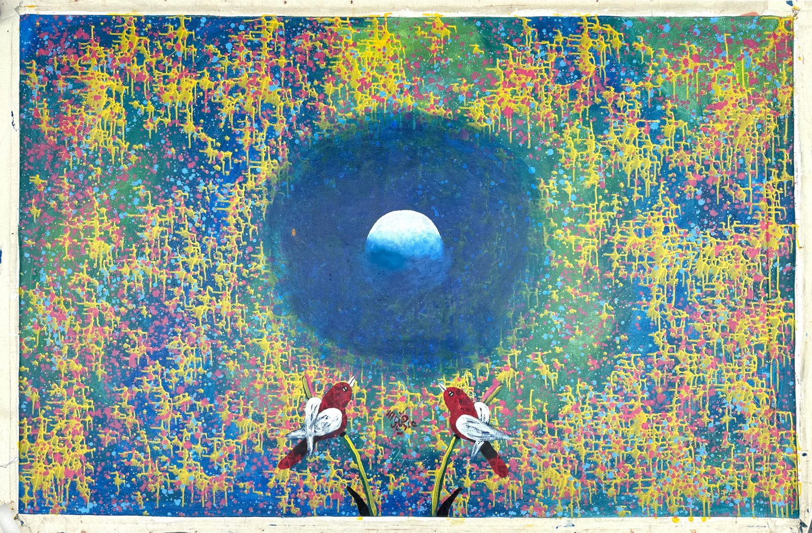 Miquel De La Espriella, (Colombian, 1947-2025): Miquel De La Espriella, (Columbian, 1947-2025) Luna, from the series titled Cosmic Vision, 2019 with certificate from the artist, oil on canvas, unstretched, 43 by 66 in. (140 by 100 cm.)