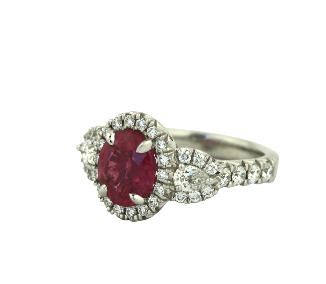 Platinum GIA Natural No-Heat Pink Sapphire and Diamond Ring. (1 of 1)