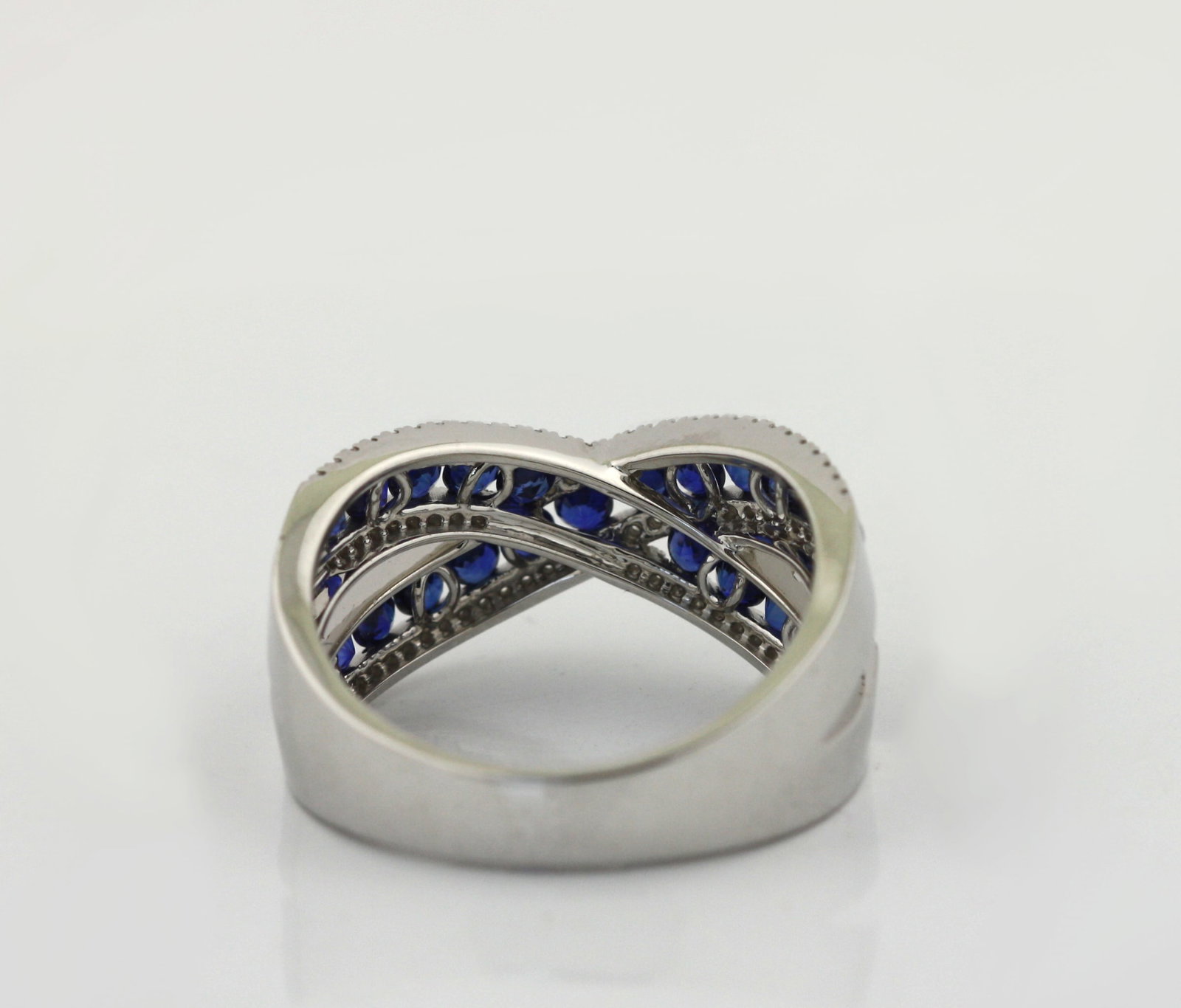 Sapphire and Diamond Crossover Ring - 5