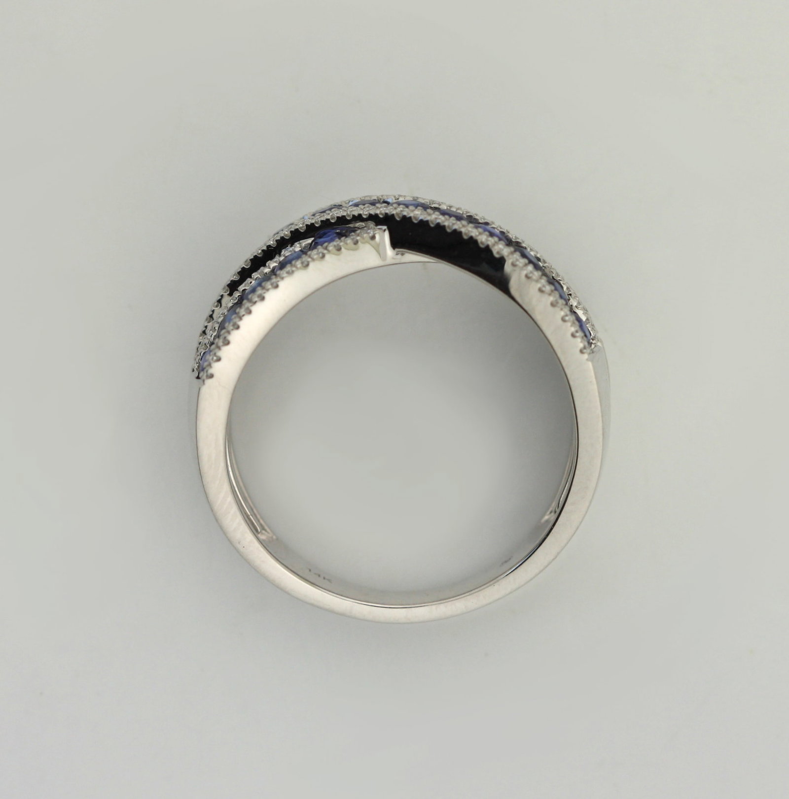 Sapphire and Diamond Crossover Ring - 6