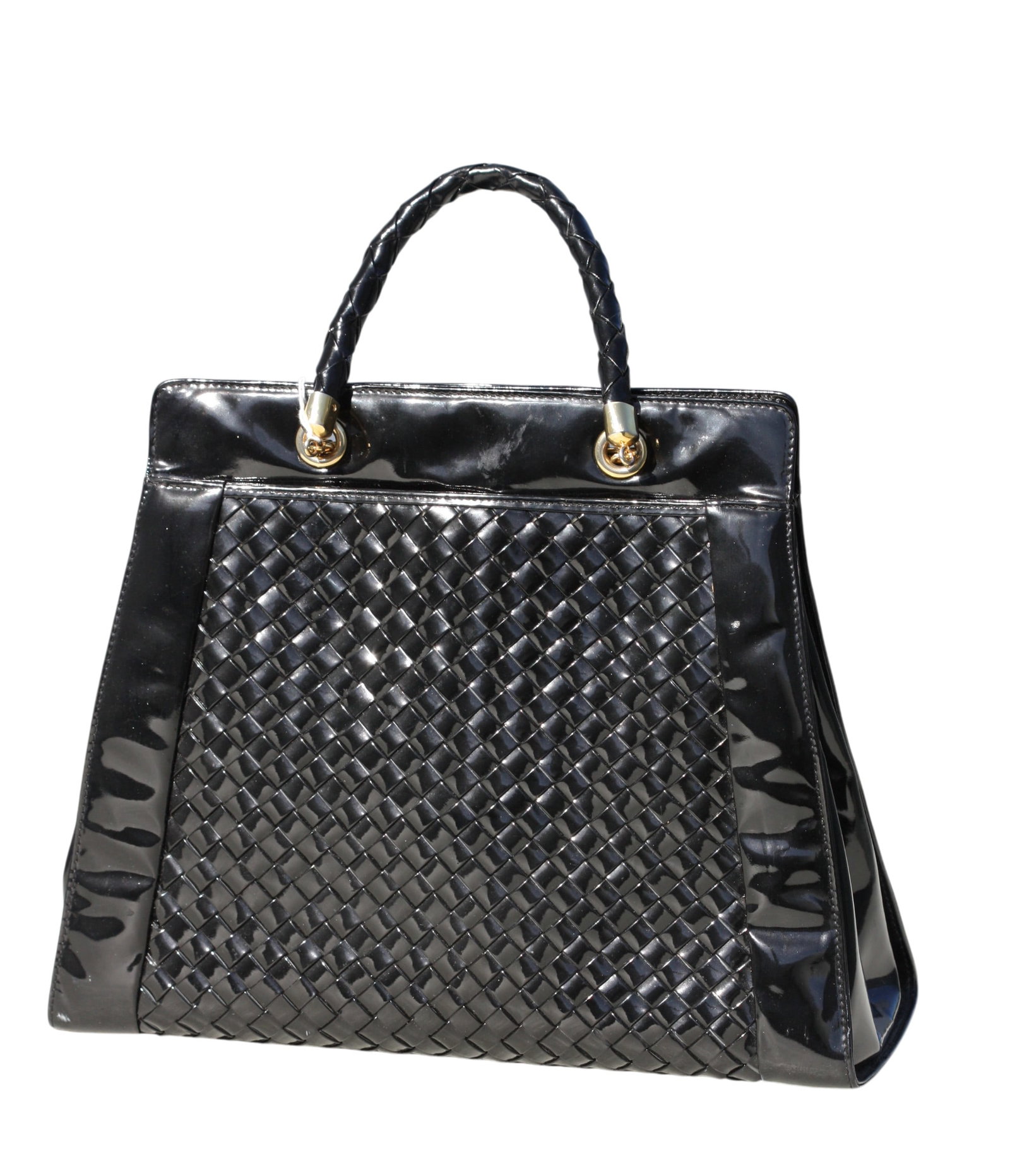 Bottega Veneta Black Patton Leather Handbag (1 of 6)