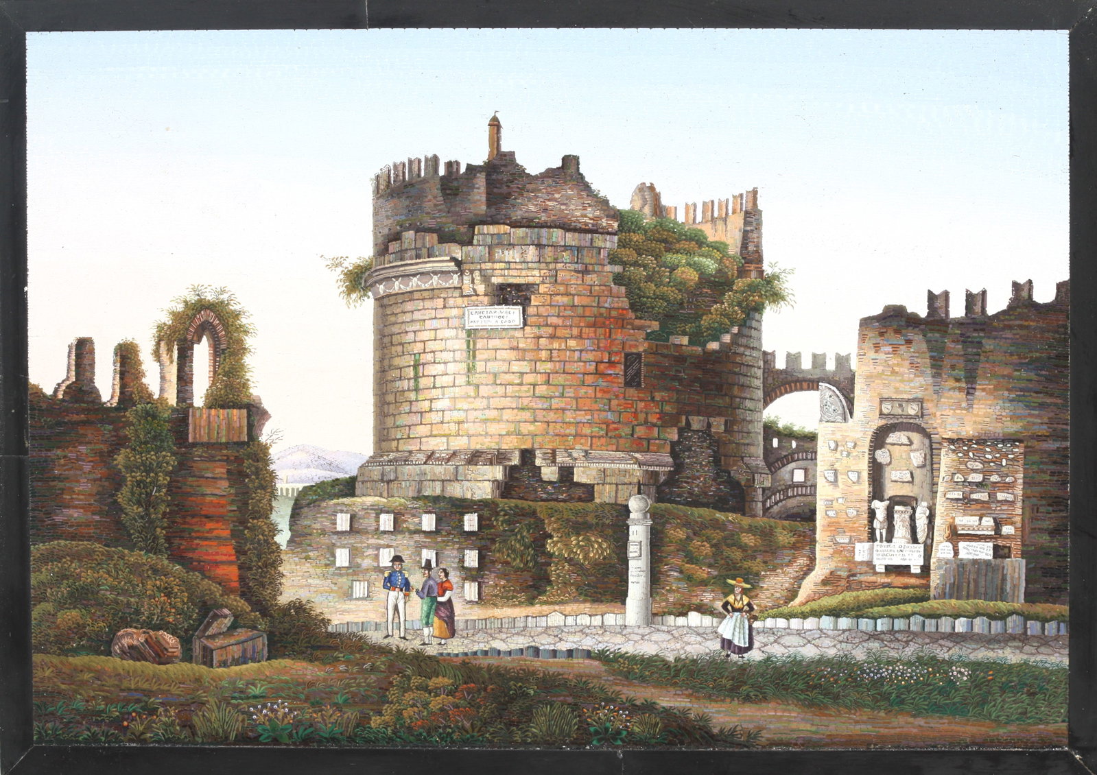 Important Roman Grand Tour Micromosaic Plaque of a Celebrated Roman Landmark: Important Roman Grand Tour Micromosaic Plaque of a Celebrated Roman Landmark Italy, Mid-19th Century Dimensions Mosaic: 11¼ × 8¼ in. (28.6 × 21 cm)Framed: 14 × 17 in. (35.5 × 43.2