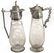 TWO VICTORIAN SILVER-PLATE ENGRAVED CLEAR GLASS CLARET