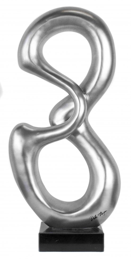 MODERN SILVERED SCULPTURE: NO RESERVE - NO MINIMUM MODERN SILVERED SCULPTURE, signed Dale Haper. Height 30 in. Width 14 in. Depth 8 in.