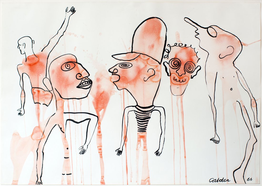 ALEXANDER CALDER (AMERICAN, 1898-1976) "BASEBALL": Alexander Calder(American, 1898-1976) BASEBALL signed and dated Calder '66 (lower right) gouache on paper 29 1/2 by 42 1/2 in. 74.9 by 108 cm This work is registered in the archives of the Cal