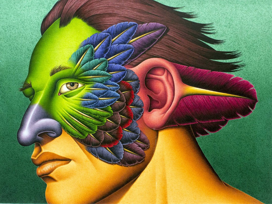 ROBERT LOSTUTTER (AMERICAN, B. 1939) WATERCOLOR: Robert Lostutter(American, B. 1939) PRINCESS STEPHANIE'S BIRD OF PARADISE signed Lostlutter and dated 2000 (lower right) colored pencil and watercolor on paper 26 1/2 by 33 1/2 in. 67.3 b