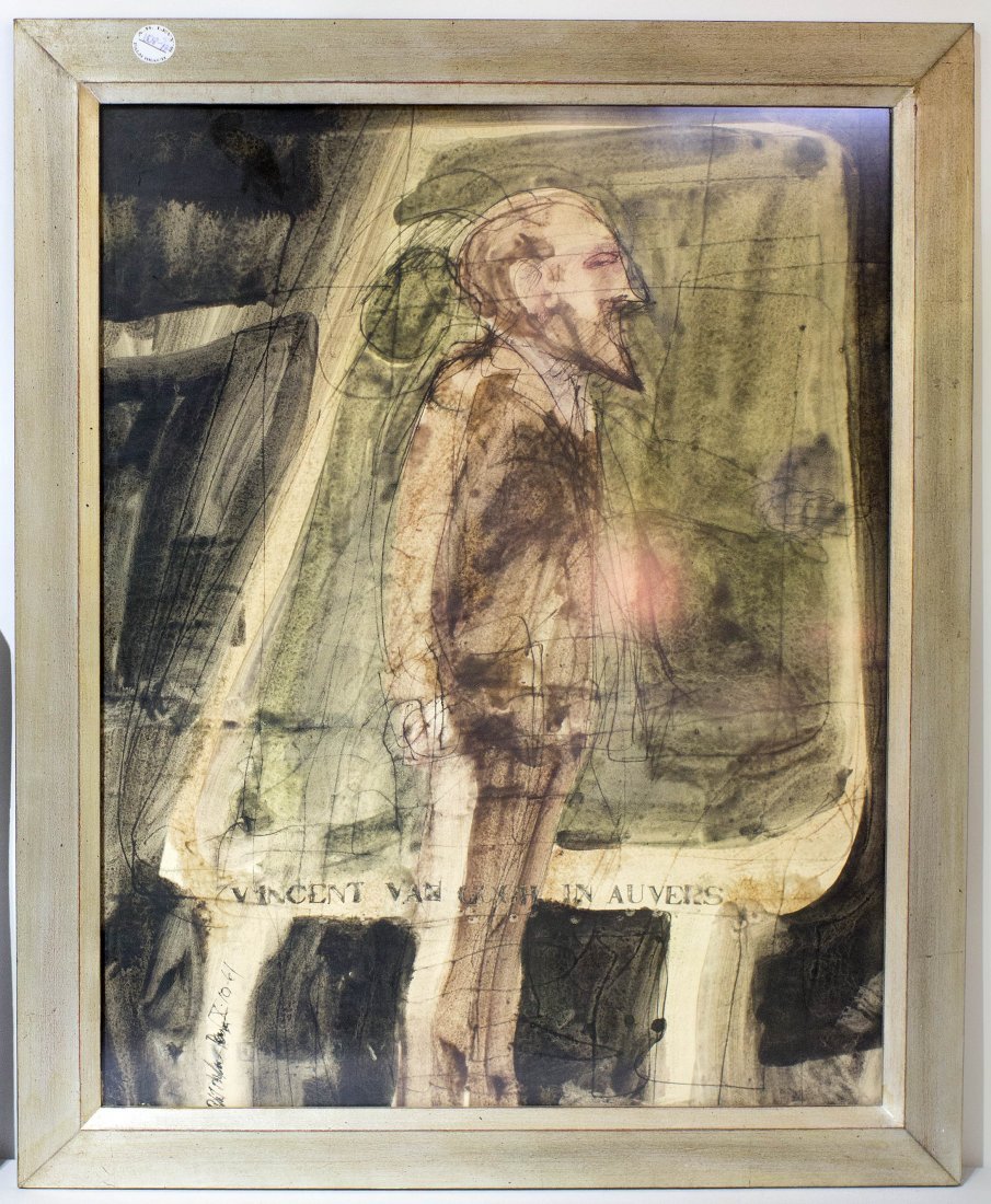 ROBERT ANDREW PARKER (AMER, B. 1927) "Vincent Van: ROBERT ANDREW PARKER (AMERICAN, B. 1927) "VINCENT VAN GOUGH AUVERS" signed, dated IX,10,61 (lower left) watercolor on paper 23 1/2 by 18 1/2 in., overall 27 by 22 in. (67 by 55 cm)