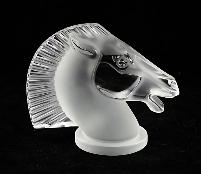 LALIQUE, 'LONGCHAMP', CAR MASCOT: LALIQUE, 'LONGCHAMP' CLEAR AND FROSTED GLASS CAR MASCOT signed LALIQUE FRANCE Height 5 in. (12.5 cm.)