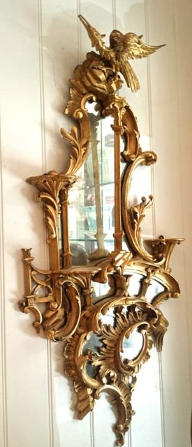 PAIR OF GEORGE III STYLE GILT WOOD MIRRORS, C.1870: PAIR OF GEORGE III STYLE GILT WOOD MIRRORScirca 1870, based on a design in Thomas Chippendale's Cabinet-Maker's Director, 1754 each asymmetrical body composed of mirrored elements within acanthus and