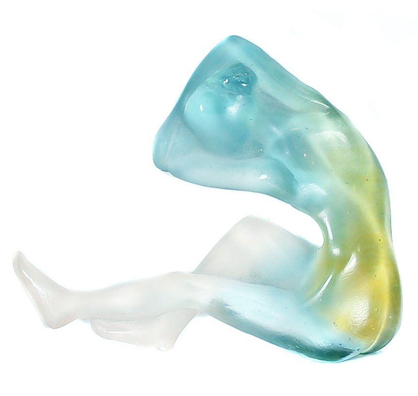 DAUM FRANCE 'MORPHEUS': DAUM FRANCE Modern 'MORPHEUS' A multi hued and frosted glass sculpture, Designed by Sylvie Roubes 5.5 in. (13.97 cm.) wide signed DAUM FRANCE S. ROUBES