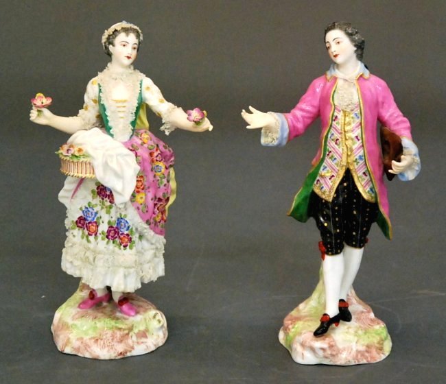 PAIR OF FRENCH PORCELAIN FIGURES OF A MAN AND WOMAN (1 of 7)