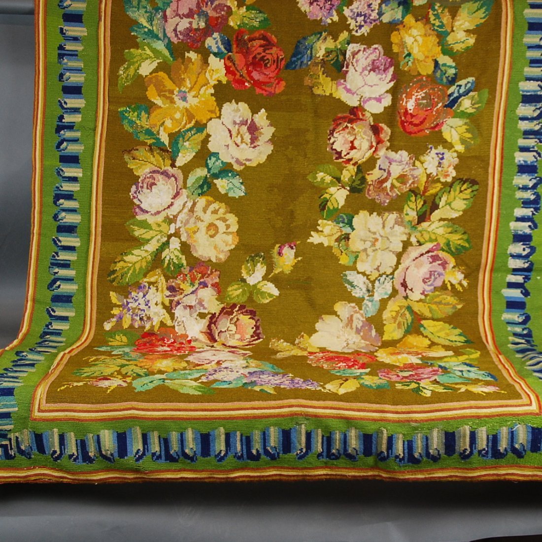ENGLISH NEEDLEWORK FLORAL RUG (1 of 9)