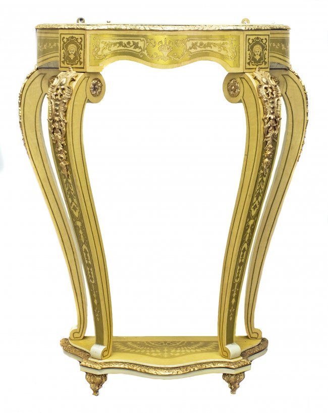 LOUIS XV STYLE FAUX ‘BRASS BOULLE' PAINTED WOOD CONSOLE (1 of 1)
