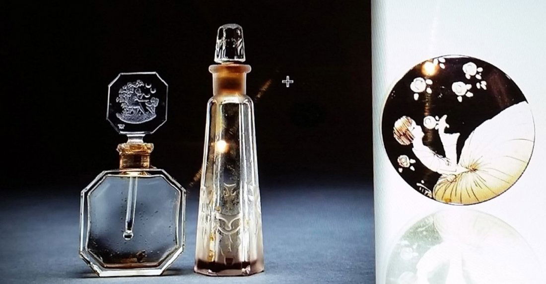 2 PERFUME BOTTLES:, FRENCH & CZECH CLEAR CUT/ETCHED (1 of 3)