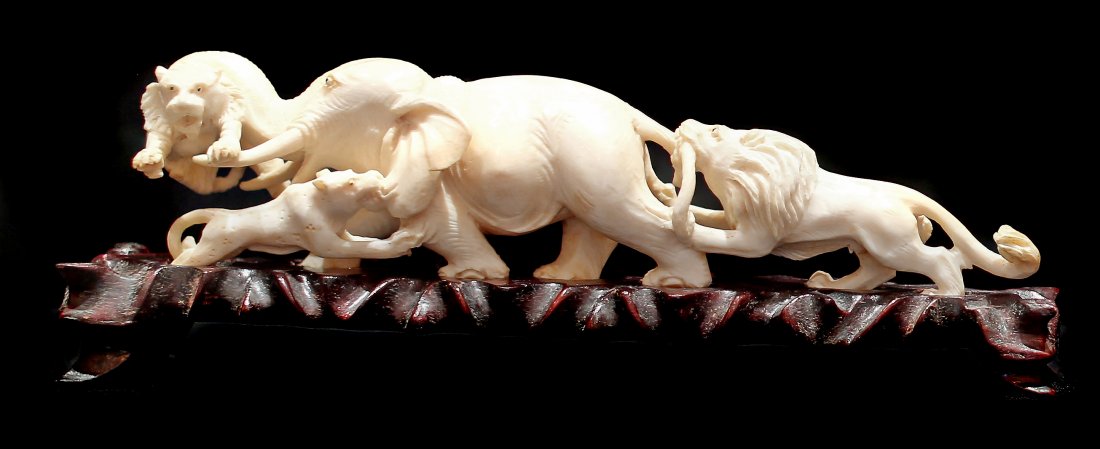 FINE IVORY 'ELEPHANT BRIDGE', CHINESE (1 of 1)