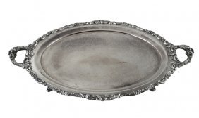 LARGE VICTORIAN SILVER-PLATED OVAL TRAY, UNMARKED (1 of 6)